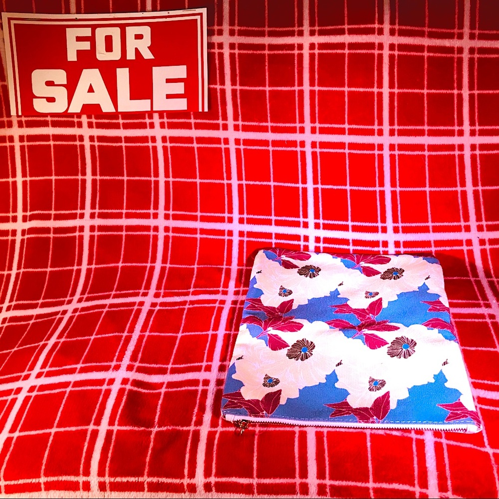 Rachel Pally Blue Leather - Trimmed Canvas Clutch